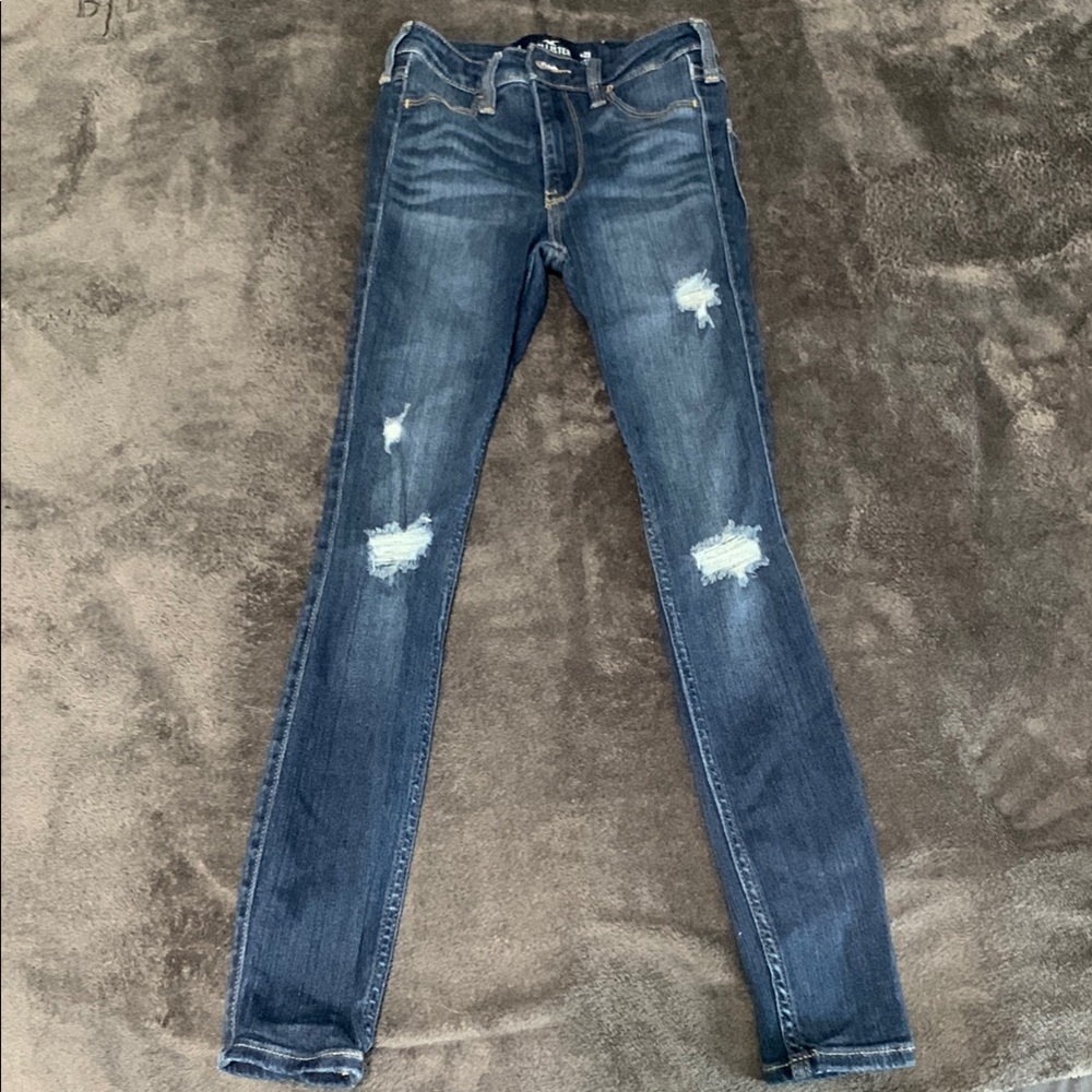 Hollister Blue Skinny Jeans with Distressed Details